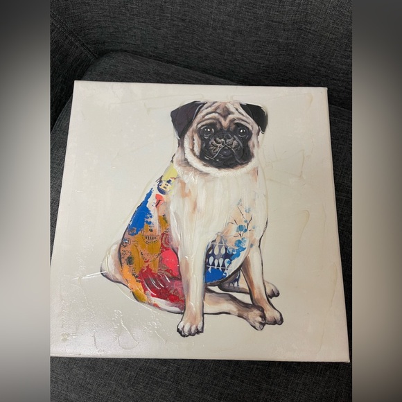 Pug Dog Wanna-Be Artist Canvas Art 14X14 - Picture 5 of 8